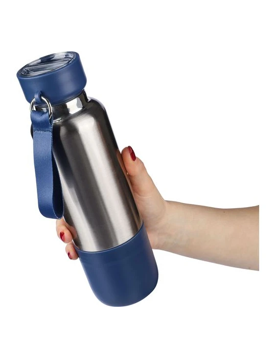 Gourde double paroi de 500 ml en acier inoxydable Zev Matières : polyester Couleurs : vert marquage laser ultra précis