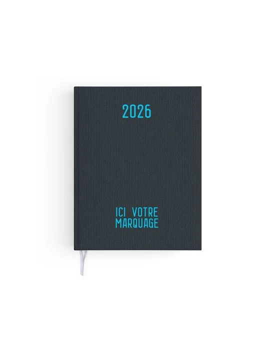 AGENDA EMBOITE TOILE 2026 - MINI 90 x 165 mm - COUVERTURE ARDOISE - SANS MARQUAGE