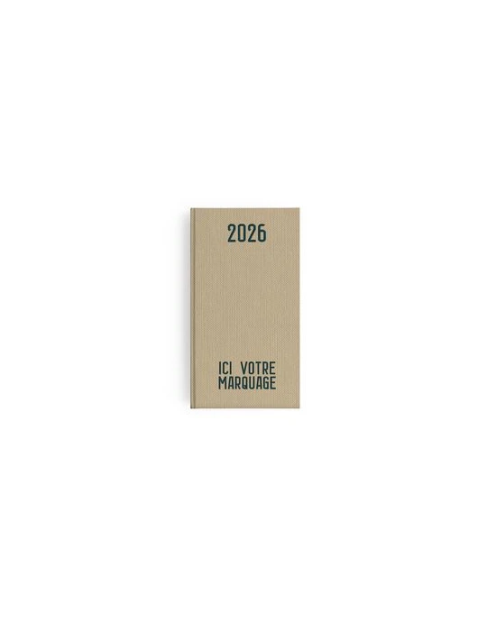 AGENDA EMBOITE TOILE 2026 - MINI 90 x 165 mm - COUVERTURE ARDOISE - SANS MARQUAGE