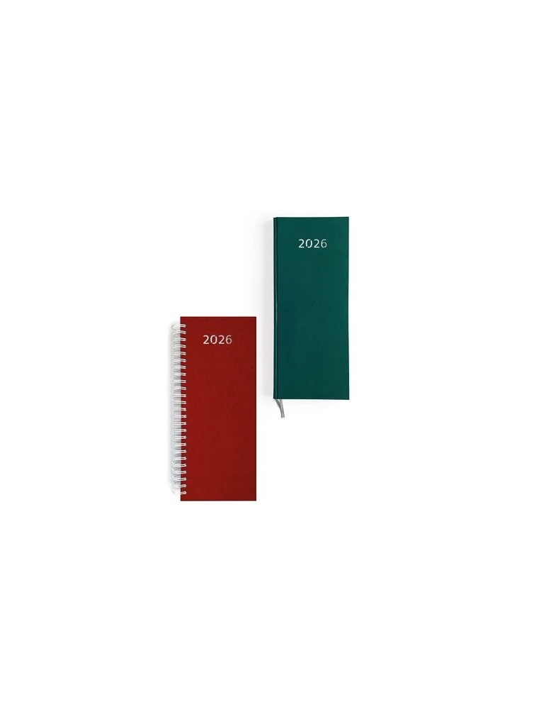 AGENDA DE CAISSE 2026 - DOS CARRE COUSU COLLE EMBOITE - 137 x 335 mm - COUVERTURE BORDEAUX - TRANSFERT A CHAUD