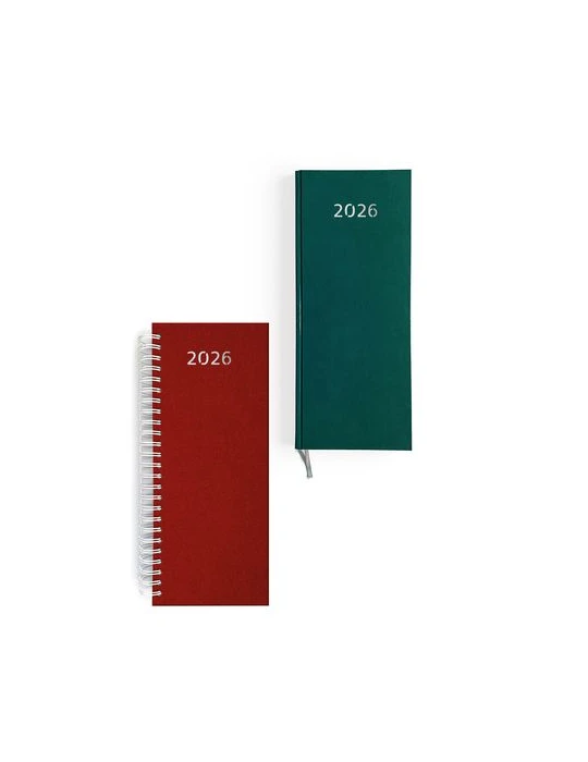 AGENDA DE CAISSE 2026 - DOS CARRE COUSU COLLE EMBOITE - 137 x 335 mm - COUVERTURE BORDEAUX - TRANSFERT A CHAUD