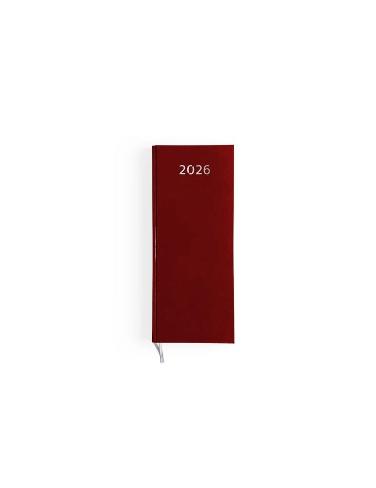 AGENDA DE CAISSE 2026 - DOS CARRE COUSU COLLE EMBOITE - 137 x 335 mm - COUVERTURE BORDEAUX - TRANSFERT A CHAUD