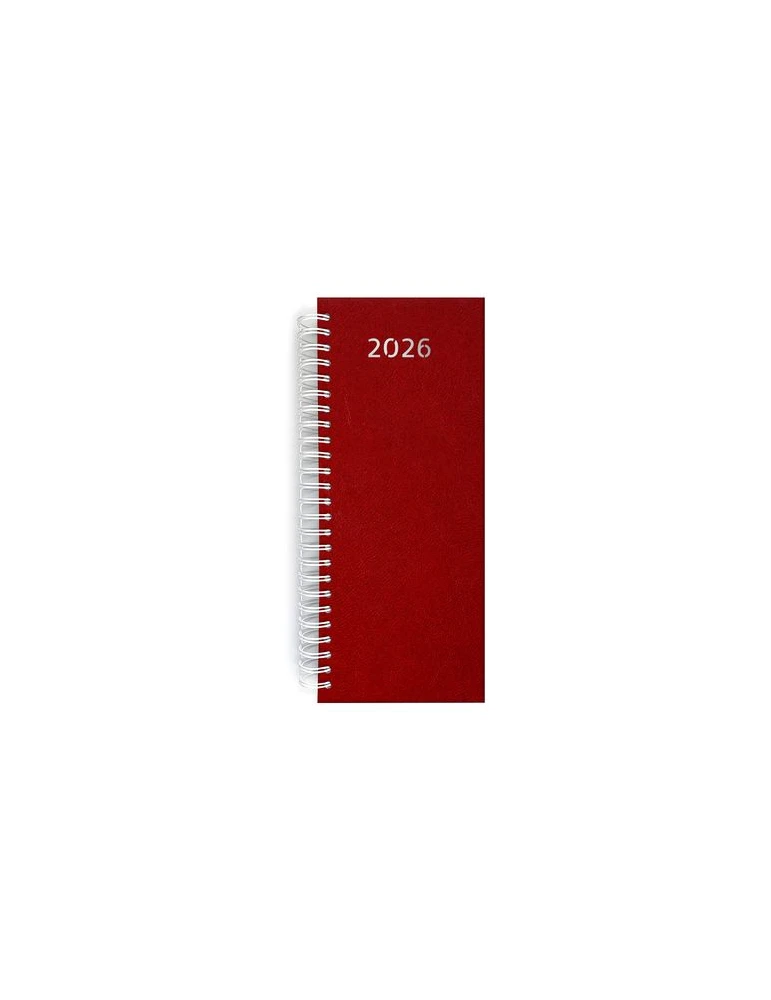 AGENDA DE CAISSE 2026 - DOS CARRE COUSU COLLE EMBOITE - 137 x 335 mm - COUVERTURE BORDEAUX - TRANSFERT A CHAUD