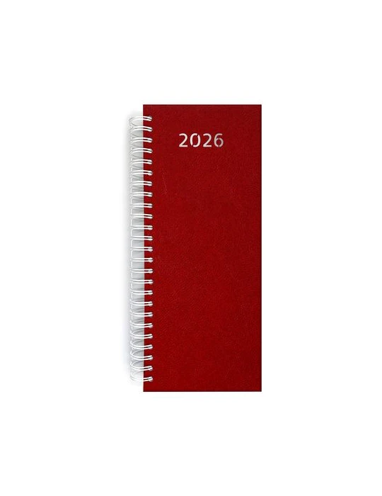 AGENDA DE CAISSE 2026 - DOS CARRE COUSU COLLE EMBOITE - 137 x 335 mm - COUVERTURE BORDEAUX - TRANSFERT A CHAUD