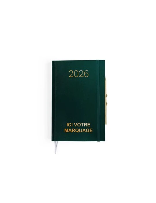 AGENDA DE CHANTIER 2026 - 90 x 140 mm - COUVERTURE BORDEAUX SANS MARQUAGE - ELASTIQUE DE FERMETURE - CRAYON ET PORTE CRAYON