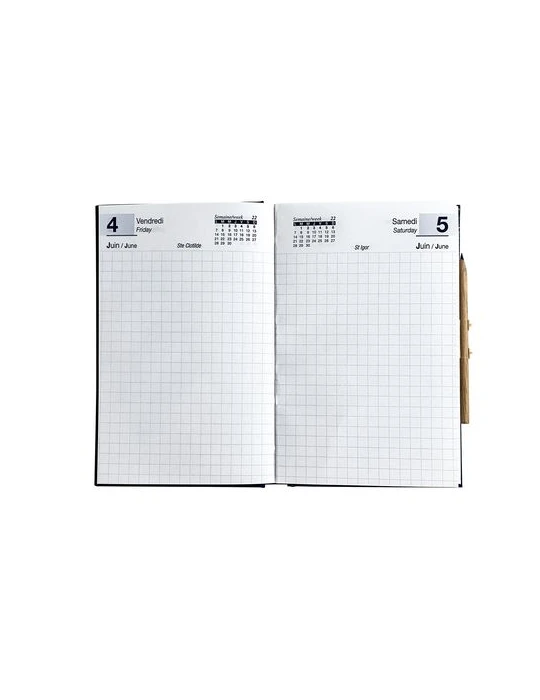 AGENDA DE CHANTIER 2026 - 90 x 140 mm - COUVERTURE BORDEAUX SANS MARQUAGE - ELASTIQUE DE FERMETURE - CRAYON ET PORTE CRAYON
