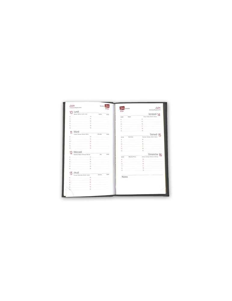 AGENDA EMBOITE PRESTIGE 2026 - MINI 90 x 165 mm - COUVERTURE ANTHRACITE - SANS MARQUAGE