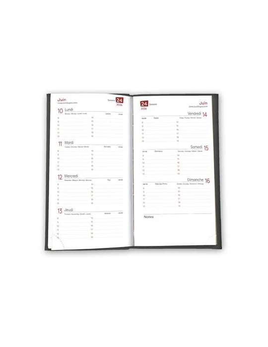 AGENDA EMBOITE PRESTIGE 2026 - MINI 90 x 165 mm - COUVERTURE ANTHRACITE - SANS MARQUAGE