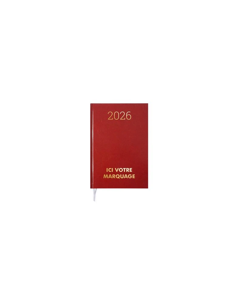 AGENDA CARRE 1 JOUR EMBOITE 2026 - 145 x 215 mm - COUVERTURE BORDEAUX SANS MARQUAGE