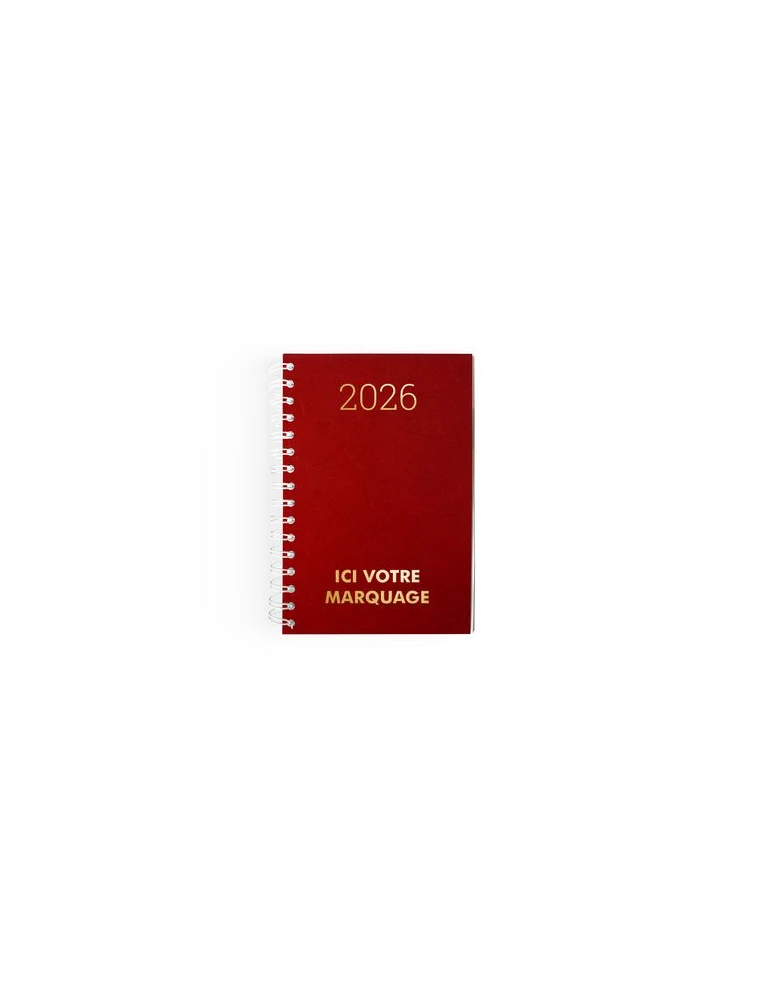 AGENDA CARRE 1 JOUR EMBOITE 2026 - 145 x 215 mm - COUVERTURE BORDEAUX SANS MARQUAGE