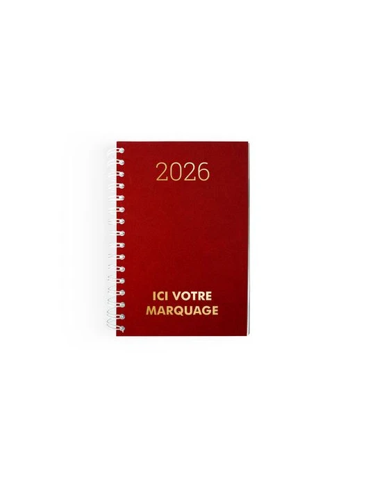 AGENDA CARRE 1 JOUR EMBOITE 2026 - 145 x 215 mm - COUVERTURE BORDEAUX SANS MARQUAGE