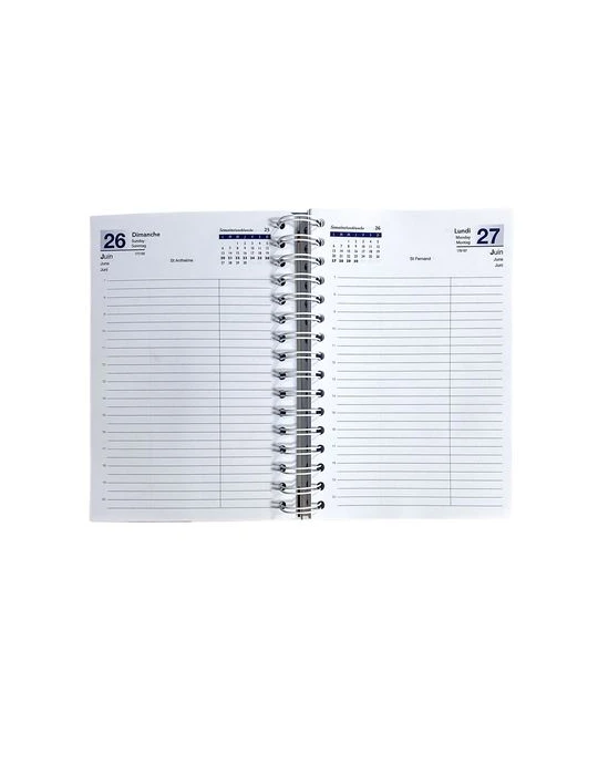 AGENDA CARRE 1 JOUR EMBOITE 2026 - 145 x 215 mm - COUVERTURE BORDEAUX SANS MARQUAGE