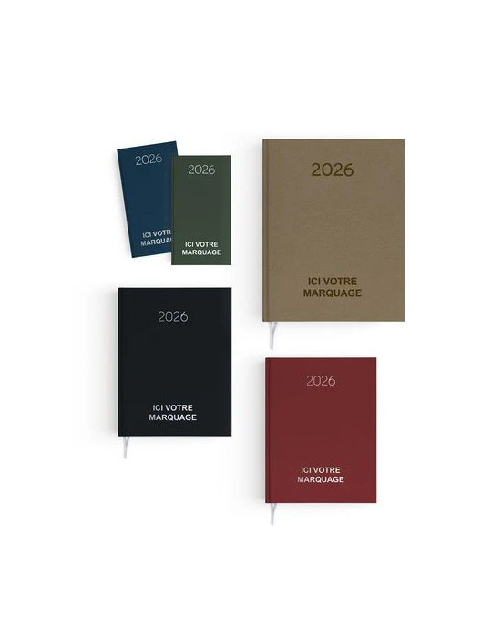 AGENDA EMBOITE NATUREL 2026 - MINI 90 x 165 mm - COUVERTURE BLEUE NUIT - SANS MARQUAGE