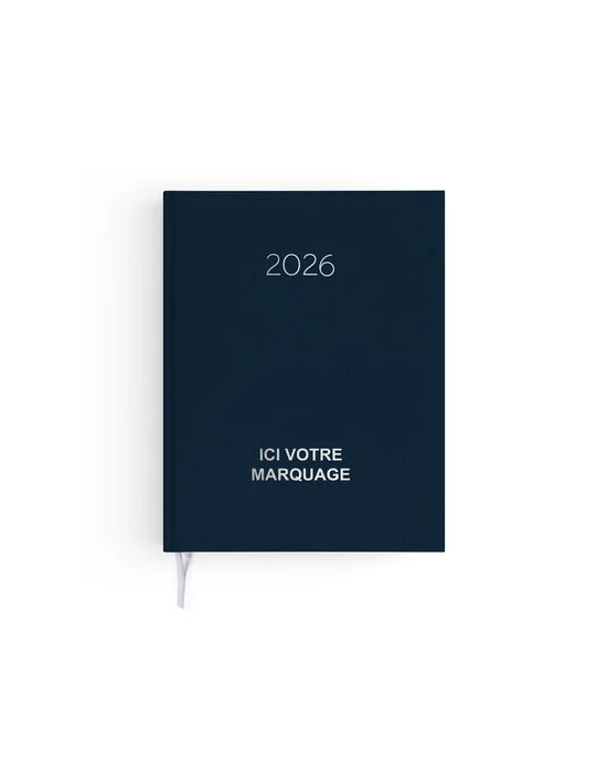 AGENDA EMBOITE NATUREL 2026 - MINI 90 x 165 mm - COUVERTURE BLEUE NUIT - SANS MARQUAGE