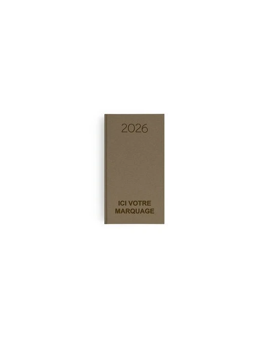 AGENDA EMBOITE NATUREL 2026 - MINI 90 x 165 mm - COUVERTURE BLEUE NUIT - SANS MARQUAGE