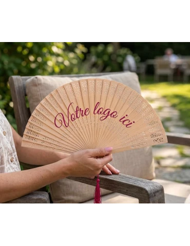 Éventail en Bois Naturel Personnalisé Pas Cher - Madera