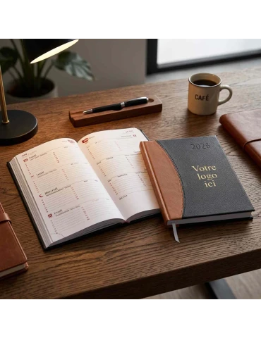AGENDA EMBOITE PRESTIGE 2026 - MINI 90 x 165 mm - COUVERTURE ANTHRACITE - SANS MARQUAGE