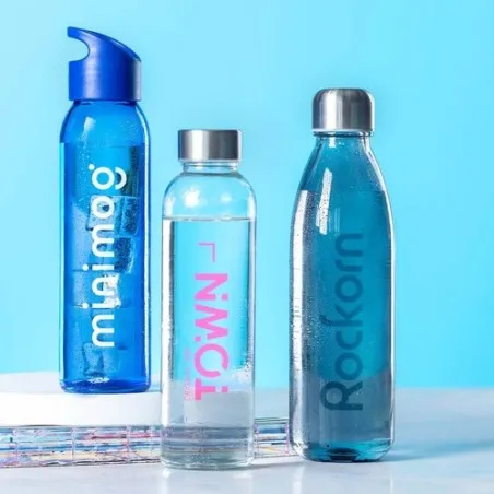 Gourde Écologique et Personnalisée en Verre - Sunsox Matières : coton Taille textile : M Couleurs : bleu clair accessoire événem