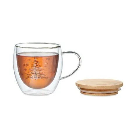 Tasse élégante en verre à double paroi personnalisée - SIAN Taille textile : XXL Couleurs : gris cadeau entreprise pas cher