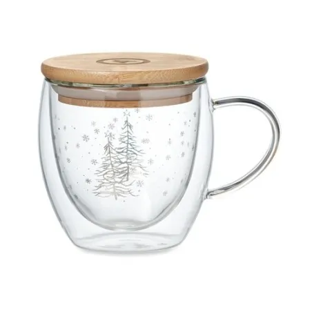 Tasse élégante en verre à double paroi personnalisée - SIAN Taille textile : XXL Couleurs : gris marquage laser ultra précis
