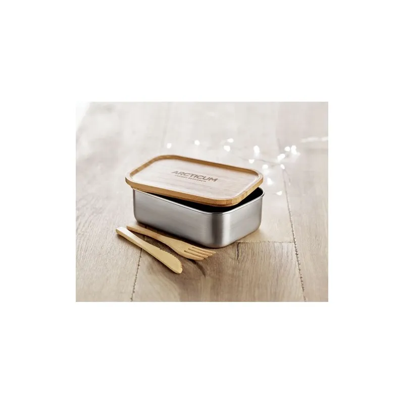 Lunch box écologique en acier inoxydable 600ml SAVANNA, Sac à dos publicitaire RPET avec lumière COB URBANBACK pas cher Matières