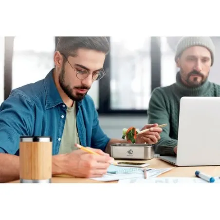 Lunch box écologique en acier inoxydable 600ml SAVANNA, Sac à dos publicitaire RPET avec lumière COB URBANBACK pas cher Matières