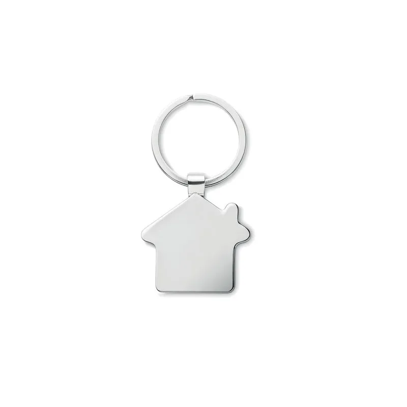 Porte-clés personnalisable en métal et bambou BURNIE Matières : plastique Couleurs : blanc personnalisable avec votre logo