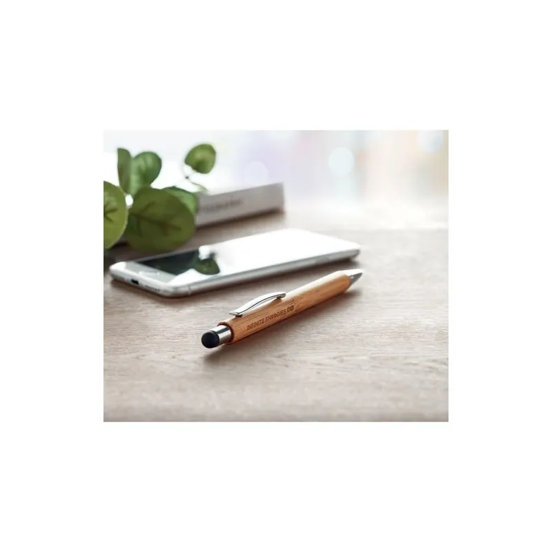 Stylo personnalisé en bambou BAYBA - Stylet écologique Matières : plastique Couleurs : vert goodies publicitaire événementiel