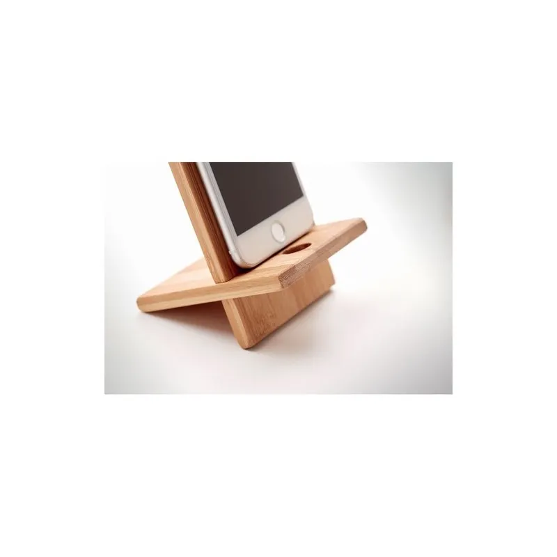 Support de téléphone écologique en bambou WHIPPY Matières : plastique Couleurs : transparent marquage laser ultra précis