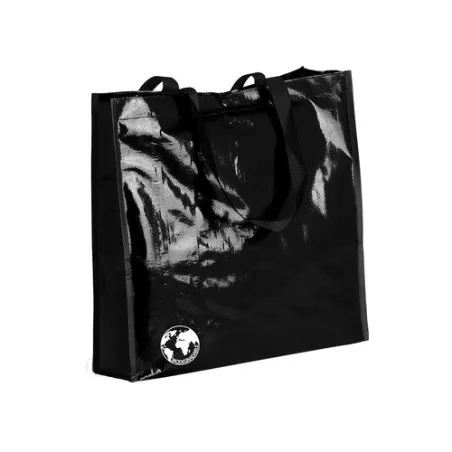 Sac shopping biodégradable recyclé personnalisé pas cher Matières : polyester Taille textile : L Couleurs : noir objet promo pet
