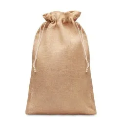Grand sac cadeau écologique en jute personnalisé 30x47 Matières : bois Couleurs : blanc