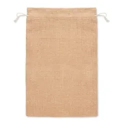 Grand sac cadeau écologique en jute personnalisé 30x47 Matières : bois Couleurs : blanc 2