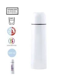 Bouteille Isotherme Personnalisable Cleikon Matières : acier inoxydable Couleurs : blanc cassé 2