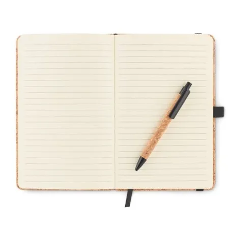 Carnet A5 et stylo en liège écologiques - SUBER SET Matières : polyester Couleurs : blanc goodies publicitaire événementiel