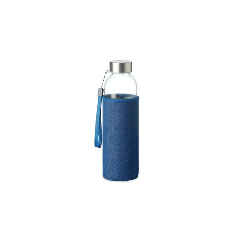 Bouteille et housse en denim personnalisées pour panier pique-nique 4 personnes, MIMBRE PLUS Matières : aluminium Couleurs : ver