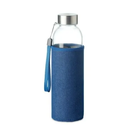 Bouteille et housse en denim personnalisées pour panier pique-nique 4 personnes, MIMBRE PLUS Matières : aluminium Couleurs : ver