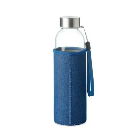 Bouteille et housse en denim personnalisées pour panier pique-nique 4 personnes, MIMBRE PLUS Matières : aluminium Couleurs : ver