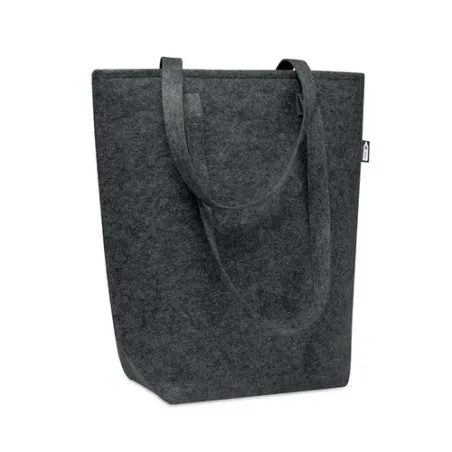 Sac shopping écologique en feutre RPET personnalisé - TASLO Couleurs : noir Matières : polyester recyclé personnalisable avec vo