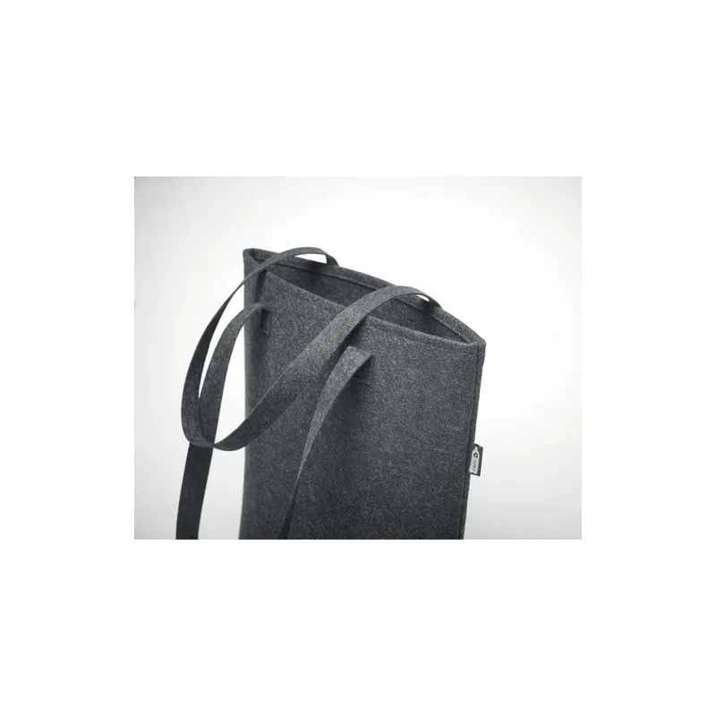 Sac shopping écologique en feutre RPET personnalisé - TASLO Couleurs : noir Matières : polyester recyclé objet promotionnel éco-