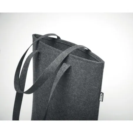 Sac shopping écologique en feutre RPET personnalisé - TASLO Couleurs : noir Matières : polyester recyclé objet promotionnel éco-