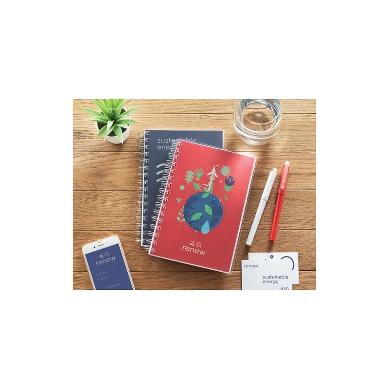 Carnet A5 Écologique à Spirales en RPET ANOTATE Taille textile : XXL Couleurs : bleu royal impression logo haute qualité