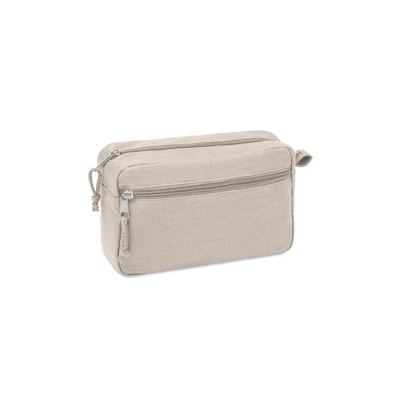 Trousse de toilette écologique en chanvre | NAIMA COSMETIC Matières : bambou Couleurs : naturel personnalisable avec votre logo