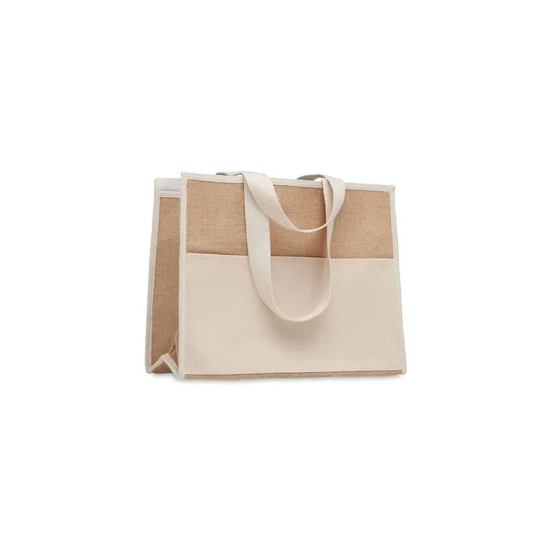 Sac shopping écologique en toile et jute personnalisé - CAMPO DE GELI Matières : coton Taille textile : M Couleurs : noir