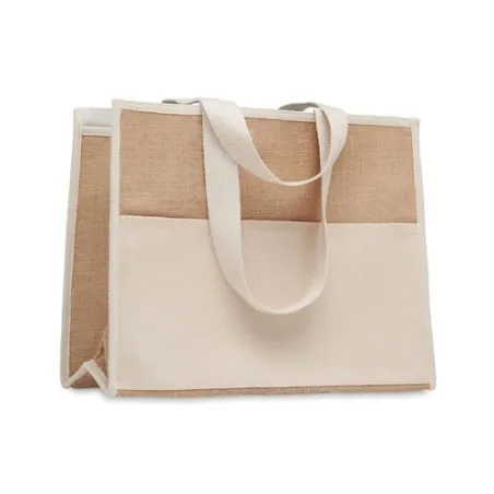 Sac shopping écologique en toile et jute personnalisé - CAMPO DE GELI Matières : coton Taille textile : M Couleurs : noir