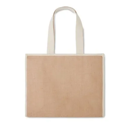 Sac shopping écologique en toile et jute personnalisé - CAMPO DE GELI Matières : coton Taille textile : M Couleurs : noir person