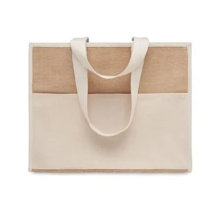 Sac shopping écologique en toile et jute personnalisé - CAMPO DE GELI Matières : coton Taille textile : M Couleurs : noir cadeau