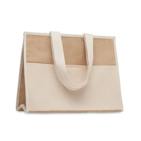 Sac shopping écologique en toile et jute personnalisé - CAMPO DE GELI Matières : coton Taille textile : M Couleurs : noir goodie