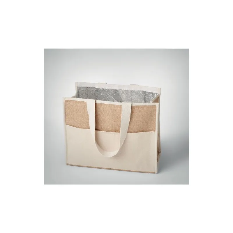 Sac shopping écologique en toile et jute personnalisé - CAMPO DE GELI Matières : coton Taille textile : M Couleurs : noir livrai