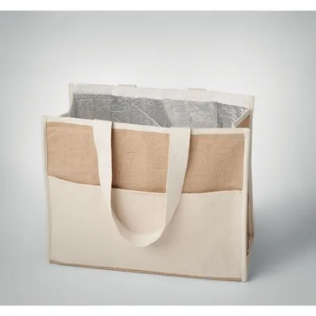 Sac shopping écologique en toile et jute personnalisé - CAMPO DE GELI Matières : coton Taille textile : M Couleurs : noir livrai
