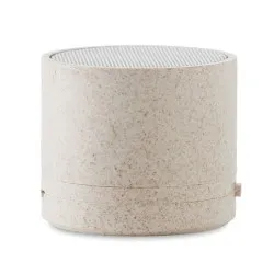 Haut-parleur sans fil écoresponsable personnalisé - ROUND BASS+ - Paille blé Matières : coton Taille textile : L Couleurs : jaun 2